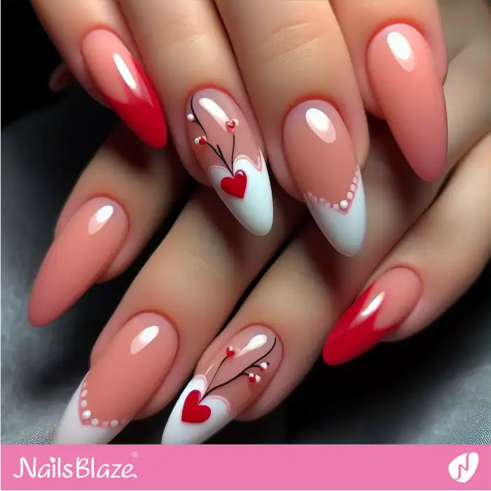 Peach Fuzz Nails with Hearts on Tips | Color of the Year 2024 - NB1886